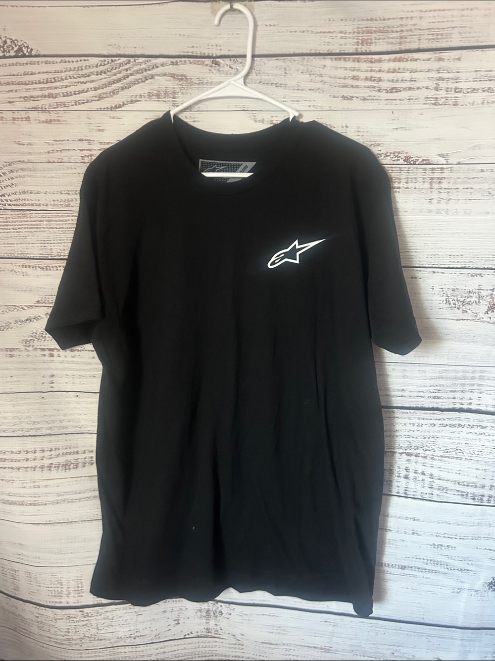 Alpinestars Black Short Sleeve Tee with White Logo size large